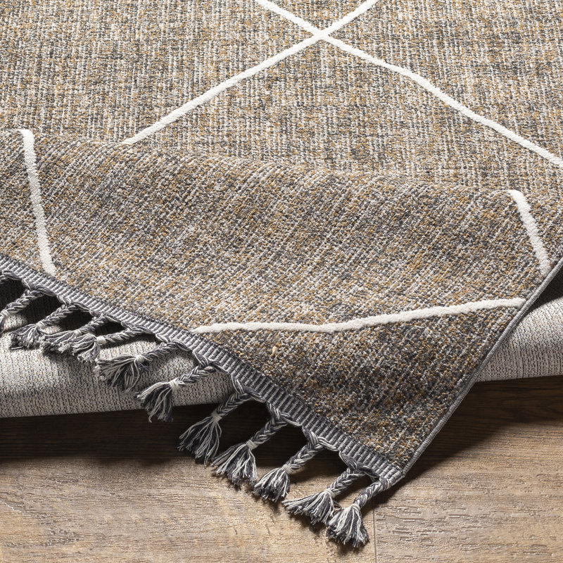Tapis géométrique beige / gris Anfaniola, Rectangle 9 pi 2 po x 12 pi