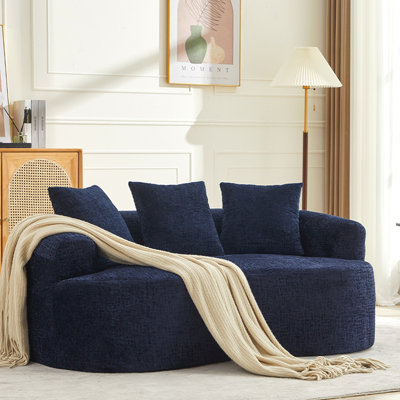 Curved Loveseat, Small Chenille Sofa With 3 Pillows, Deep Seat Couch For Apartment, Living Room, No Assembly Needed