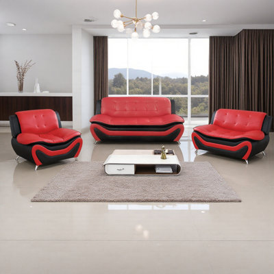 3 Piece Breathable Leather Living Room Furniture Sets