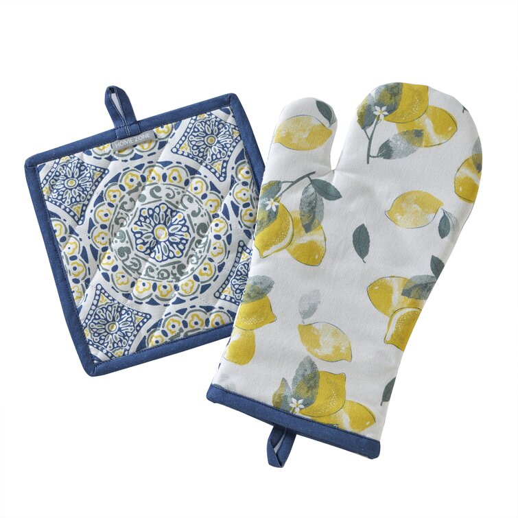 SKL Home 100% Cotton Potholder & Oven Mitt Set