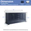 Meuble-lavabo de salle de bain en bois massif, 183 cm (L) x 87 cm (H), avec comptoir en marbre reconstitué blanc pur et double lavabo, bleu marine-781051225