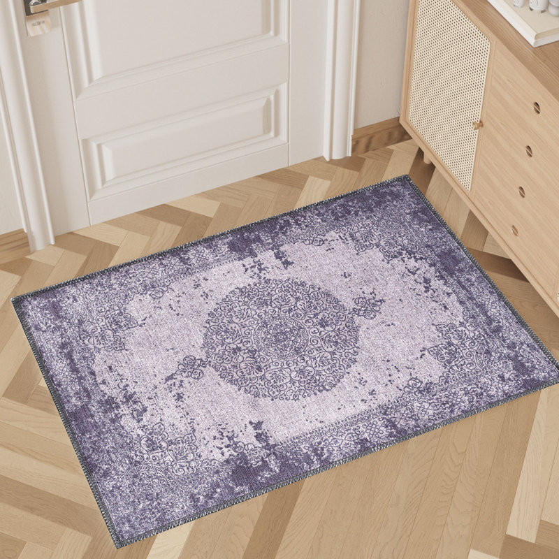 Zehorit Machine Washable Vintage Area Rug For Living Room, Hallway Runner, Entryway Rug, Rectangle 2' x 3'