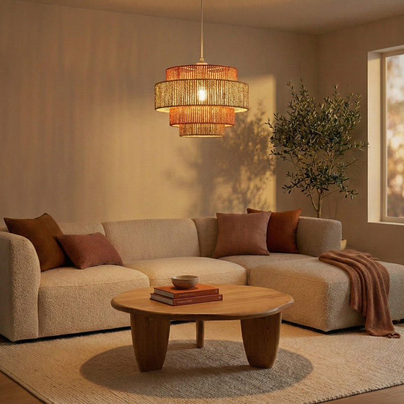 Modern Whimsical Living Room Pendant Lamp Natural-Terracotta