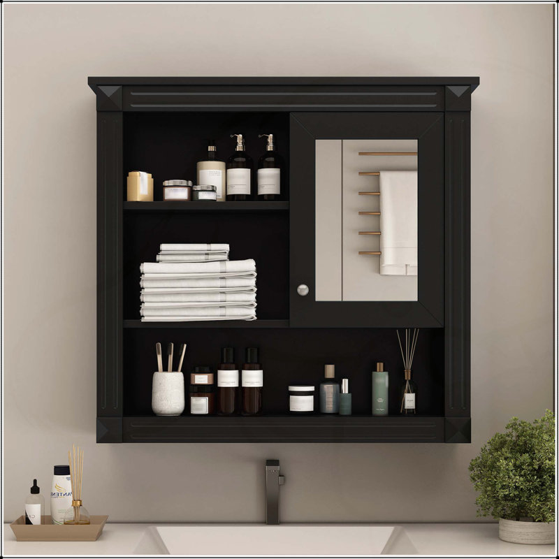 Versatile Wall-Mounted Bathroom Cabinet with Adjustable Shelves and Stylish Design, Black