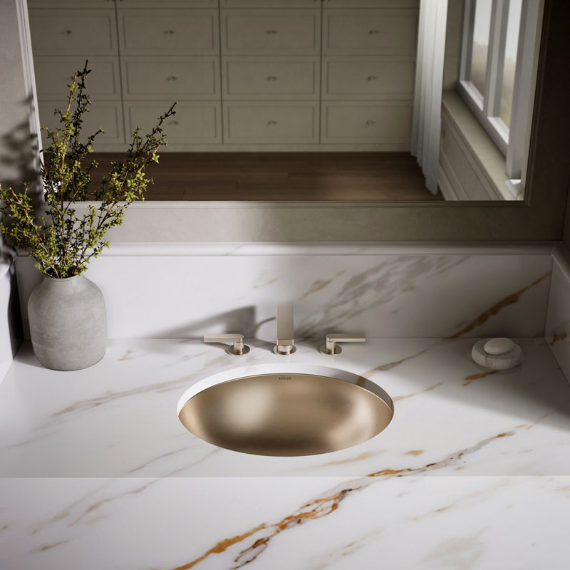 Bachata®20" Oval Drop-In/Undermount Bathroom Sink, No Overflow, Vibrant Brushed Bronze