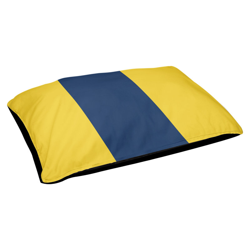 Coussin rectangulaire designer Tampa Bay, Jaune / bleu marine / jaune, Moyen (L 30 po x l 40 po)