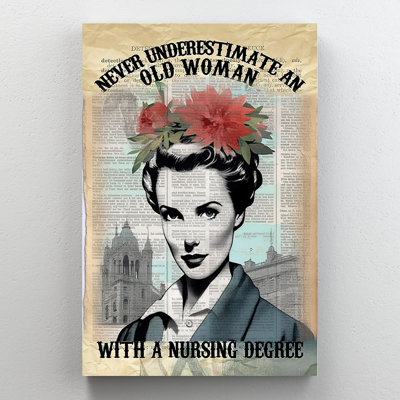 An Old Woman With A Nursing Degree - 1 Piece Rectangle Graphic Art Print On Wrapped Canvas -  Trinx, D9C27959746F401D8C9E6718ABA9D49C