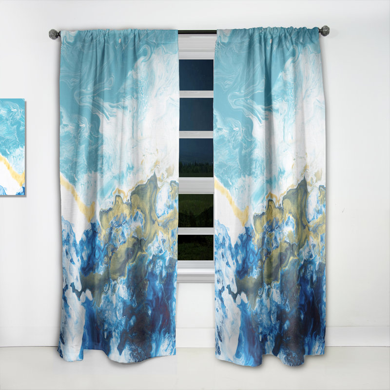 «Blue Art» liquide et bleu IV - rideau moderne - obscurcissant - 1 panneau, L 52 po x L 120 po