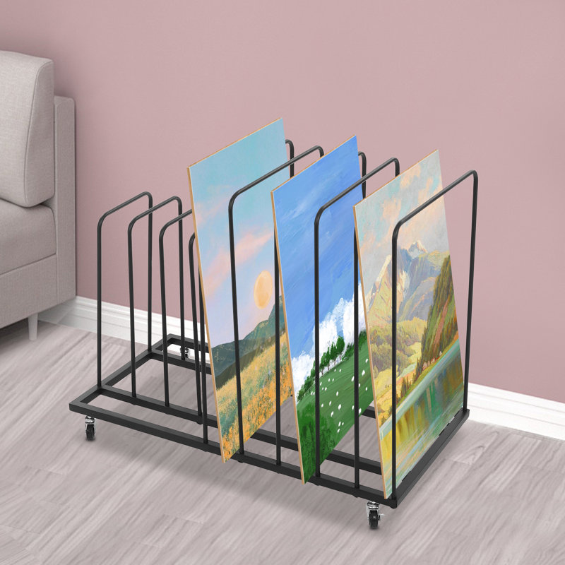 Art Storage Rack With Wheels, Black