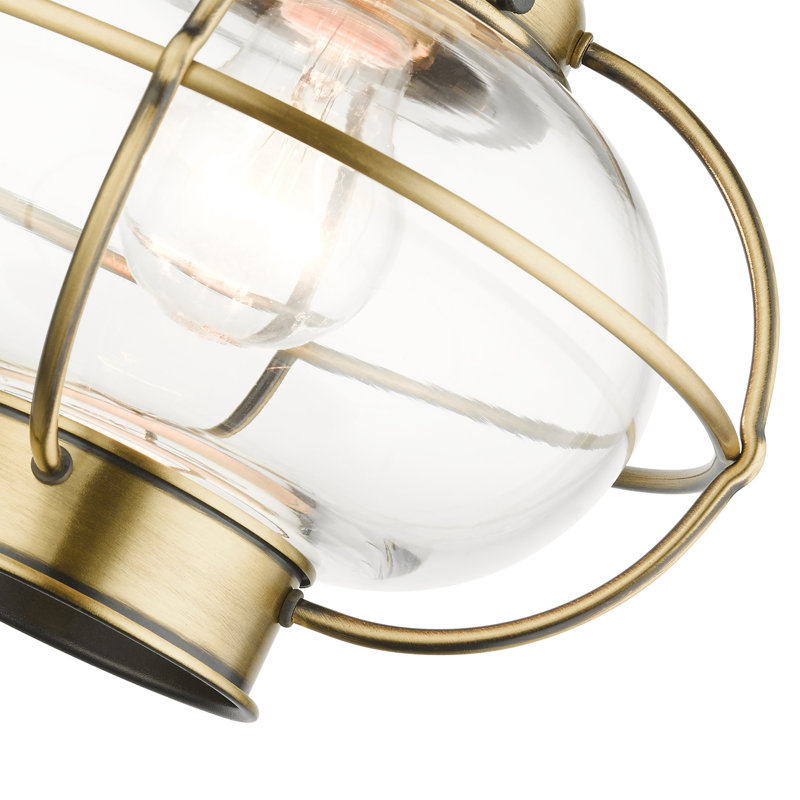 Lanterne suspendue d'extérieur 1 lumière H 9,75 po Rodolfo, Laiton antique