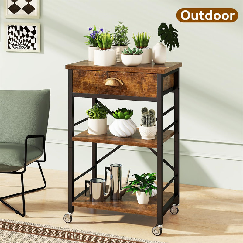 Kitchen Bakers Rack with Drawers, Brown