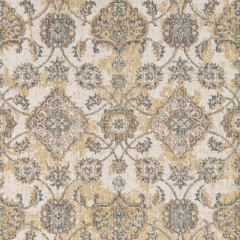 Bodily Oriental Wool Ivory Area Rug, Rectangle 2' x 3'