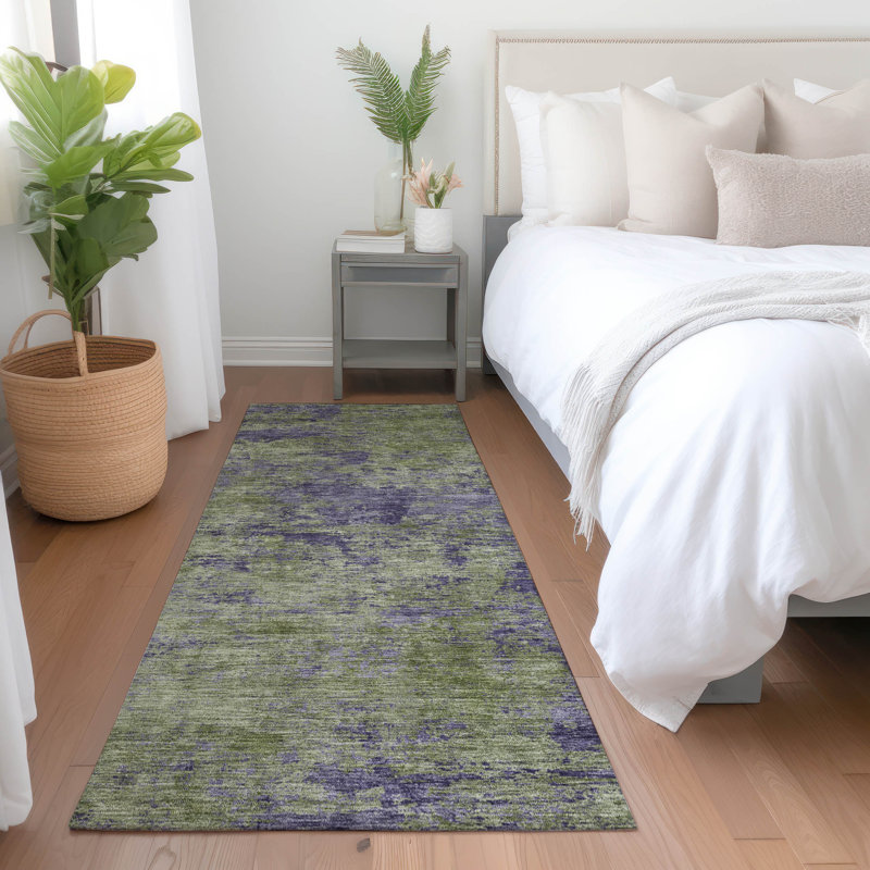 Tapis olive intérieur / extérieur lavable à la machine Christain ACN1360, Tapis de couloir 2 pi 3 po x 7 pi 6 po