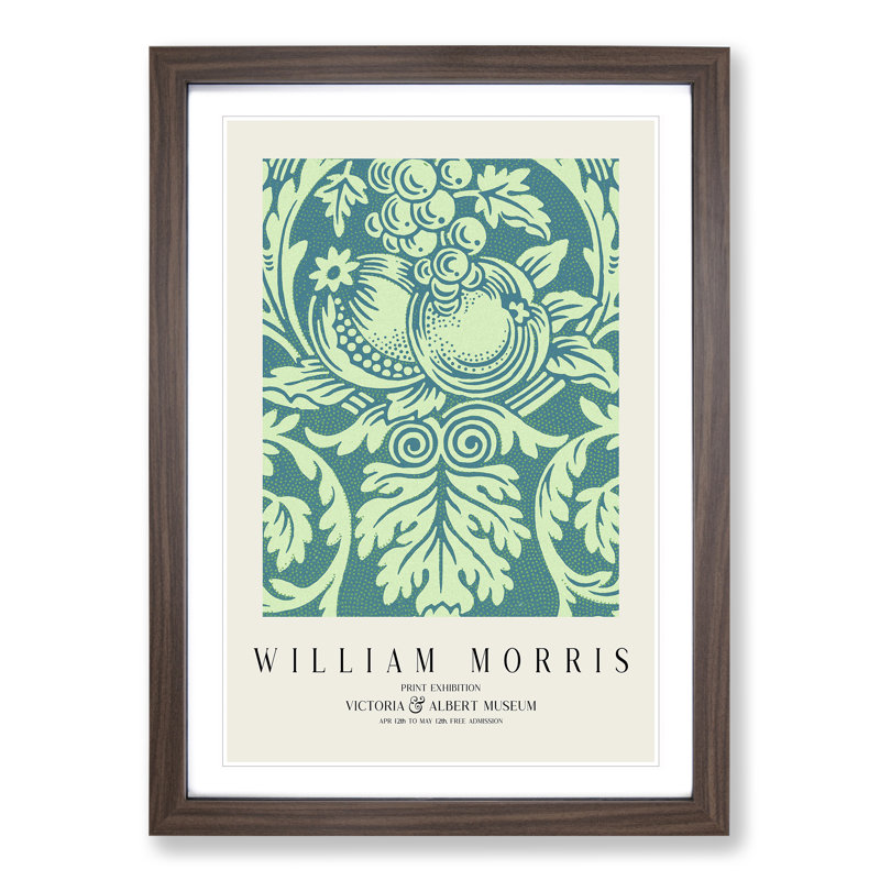Queen Anne Print by William Morris - Picture Frame Painting, Walnut Framed, 36cm H x 27cm W x 2cm D