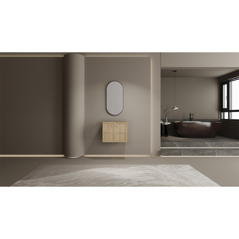 Meuble-lavabo mural 24 po, 2 portes à fermeture douce, chêne, contreplaqué