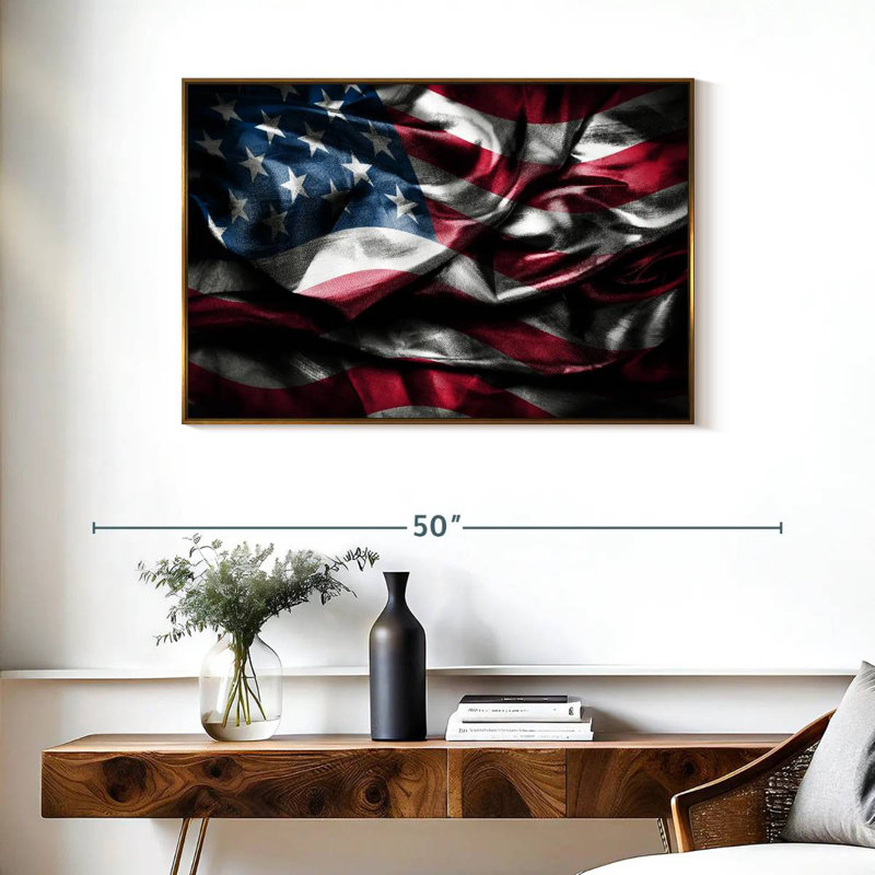 Drapeau américain flottant, Cadre flottant doré, 31 po x 21 po