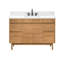 Passe-partout de 49 po Kayla Meuble-lavabo simple en teck naturel avec plateau en pierre reconstituée blanche