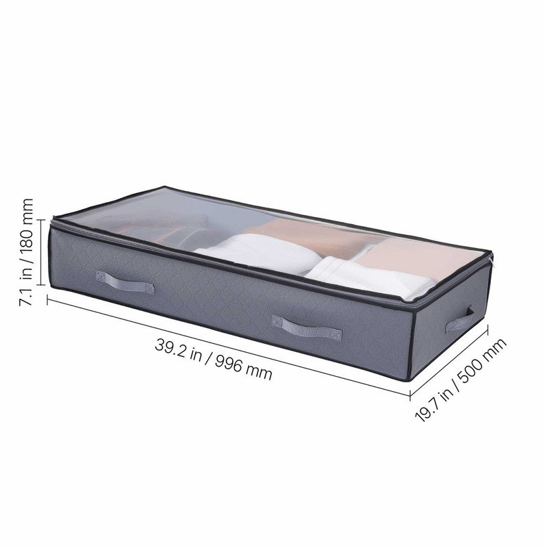 Under Bed Storage 90L Stackable Shoes Organization Box with Clear Lid 6 Pack