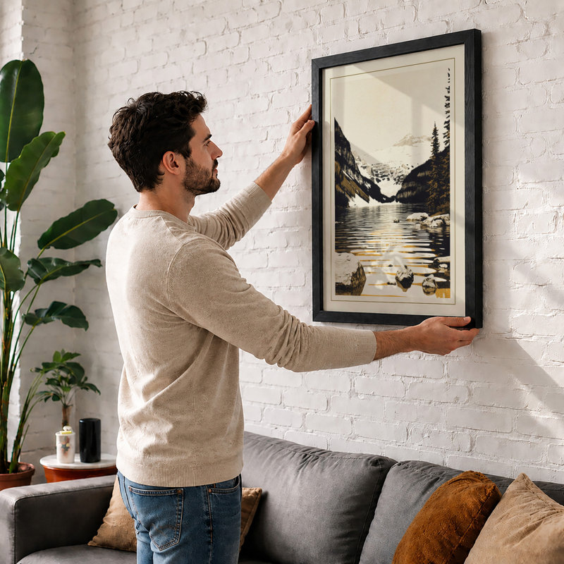Mountains At Sunrise Japandi - Print, Walnut, A1 - 84.1 x 59.4 cm