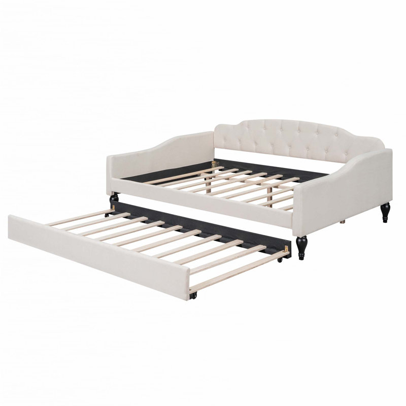 Full Size Upholstered Tufted Daybed with Twin Size Trundle