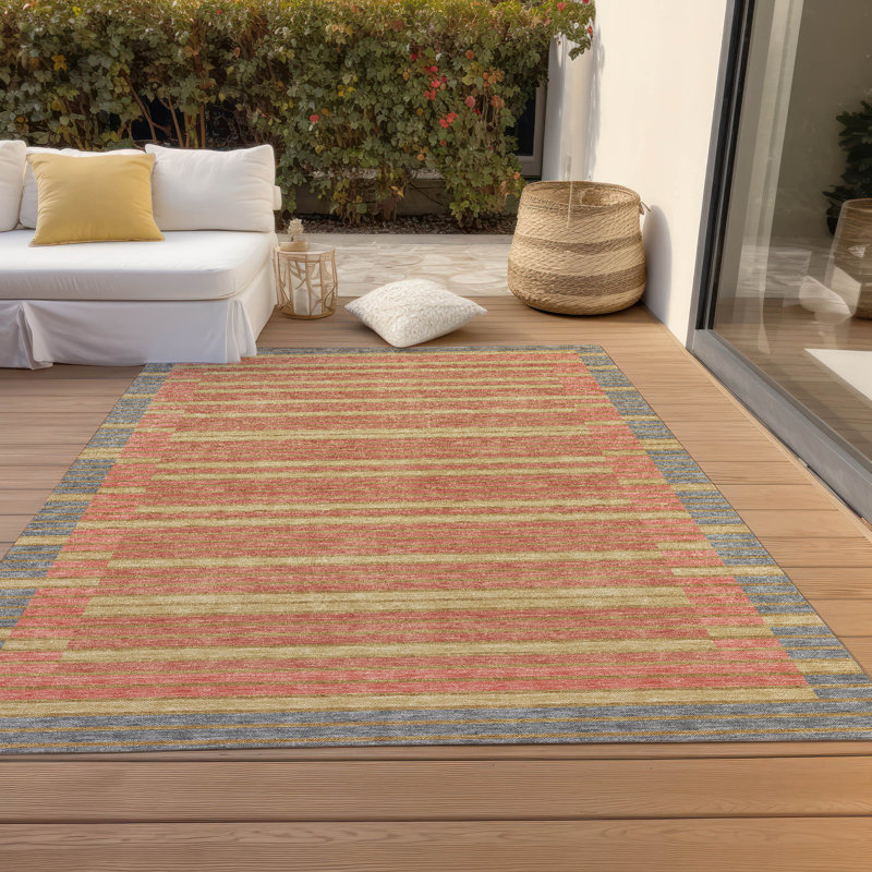 Machine Washable Indoor/Outdoor Christain ACN1406 Pewter Rug, Rectangle 3' x 5'