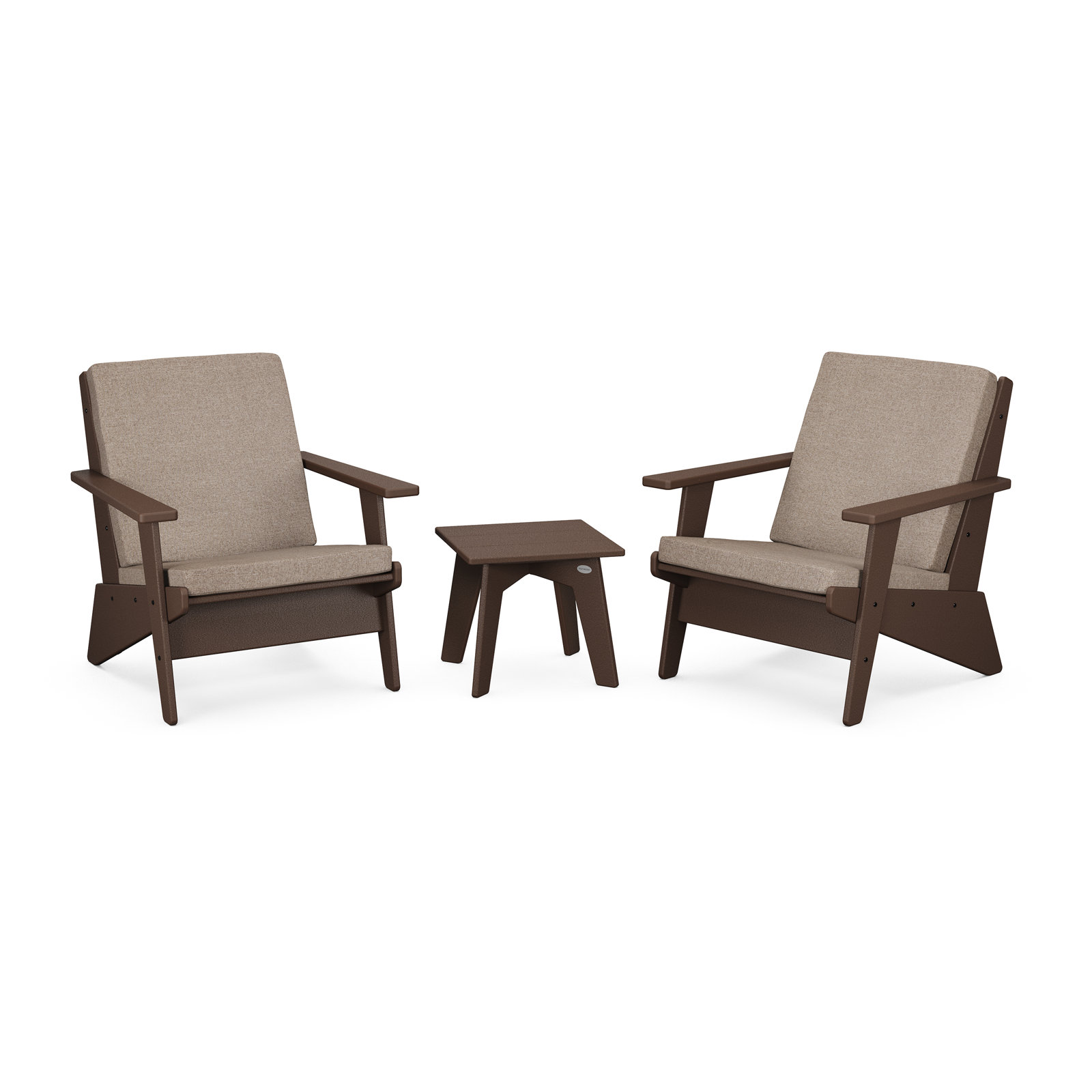 POLYWOOD® Riviera 2-Person Patio Seating Group, Spiced Burlap, Mahogany