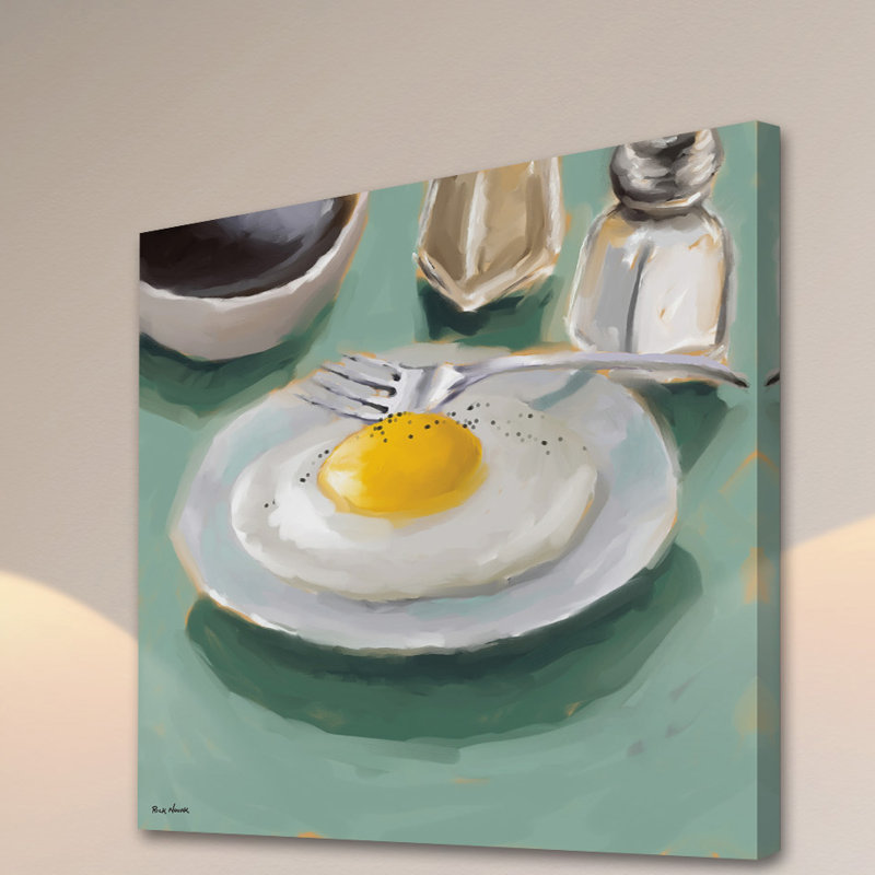 « fritte oeuf », reproduction d’art sur toile tendue, H 24 po x l 24 po x P 1,5 po