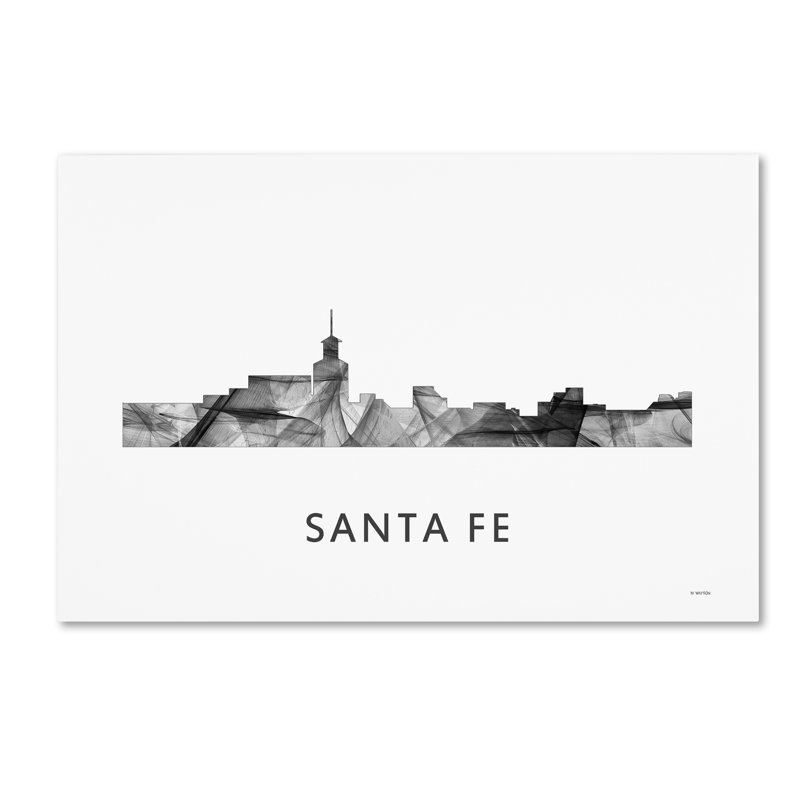 « santa fe new mexico horizon wb-bw » par marlene watson, impression sur toile tendue, H 12 po x l 19 po x P 2 po