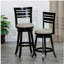 Tabouret de bar 24 po, revêtement couleur latte, siège en tissu beige