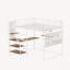 Loft Metal Bed With White For Bedroom And Dormitory, With Built-In Charging Station And LED Lighting