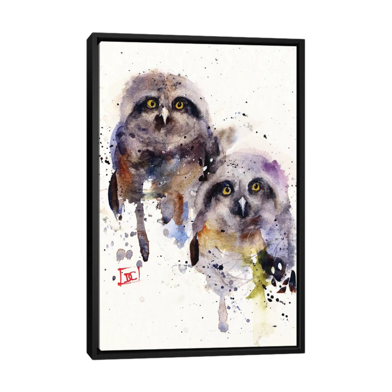 « owlets » par dean crouser,, reproduction d’impression sur toile tendue, H 26 po x l 18 po x P 1,5 po, Toile avec cadre noir