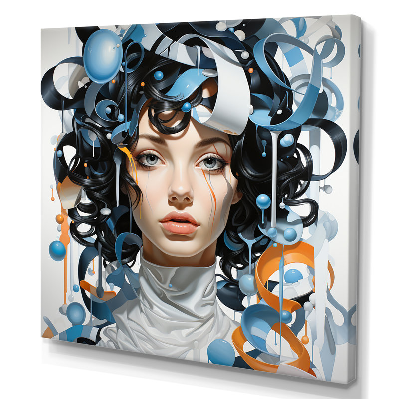 Art abstrait sur toile, Portrait de surréalisme II, Toile tendue, H 16 po x l 16 po
