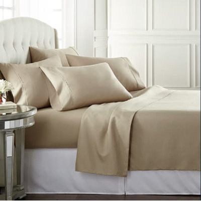 1000 Thread Count Egyptian-Quality 100% Cotton Sheet Set -  J&V Textiles, Milano Twin Taupe