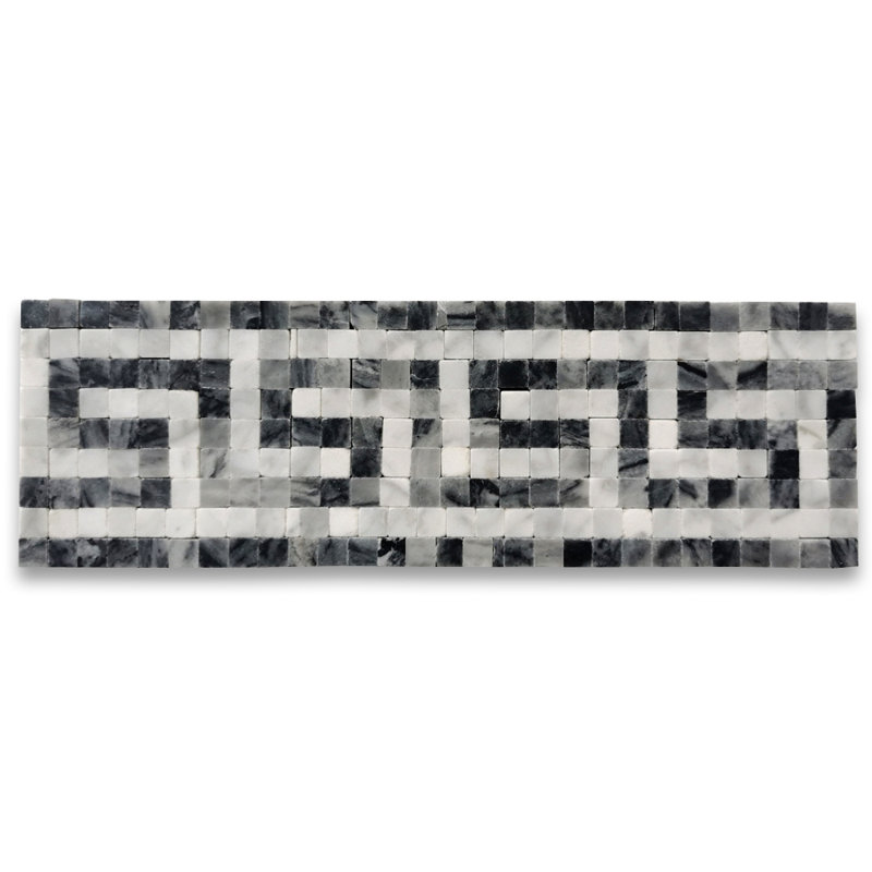 3.5 in. x 11 in. Polished Marble Tile, White/Gray/Brown