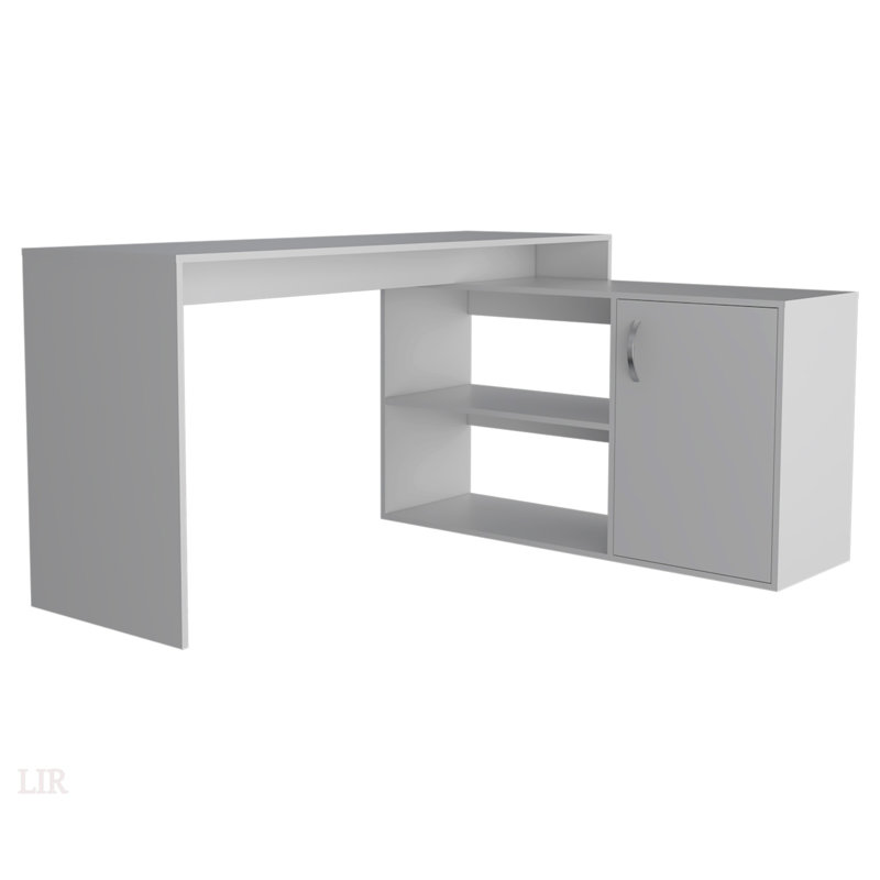 Axis Modern L-Shaped Computer Desk With Open And Closed Storage, For Home Offices And Small Spaces, White