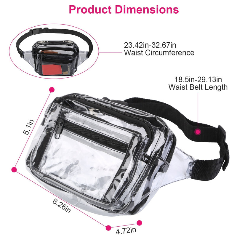 Sac banane transparent transparent unisexe pour les voyages en plein air, sport, plage