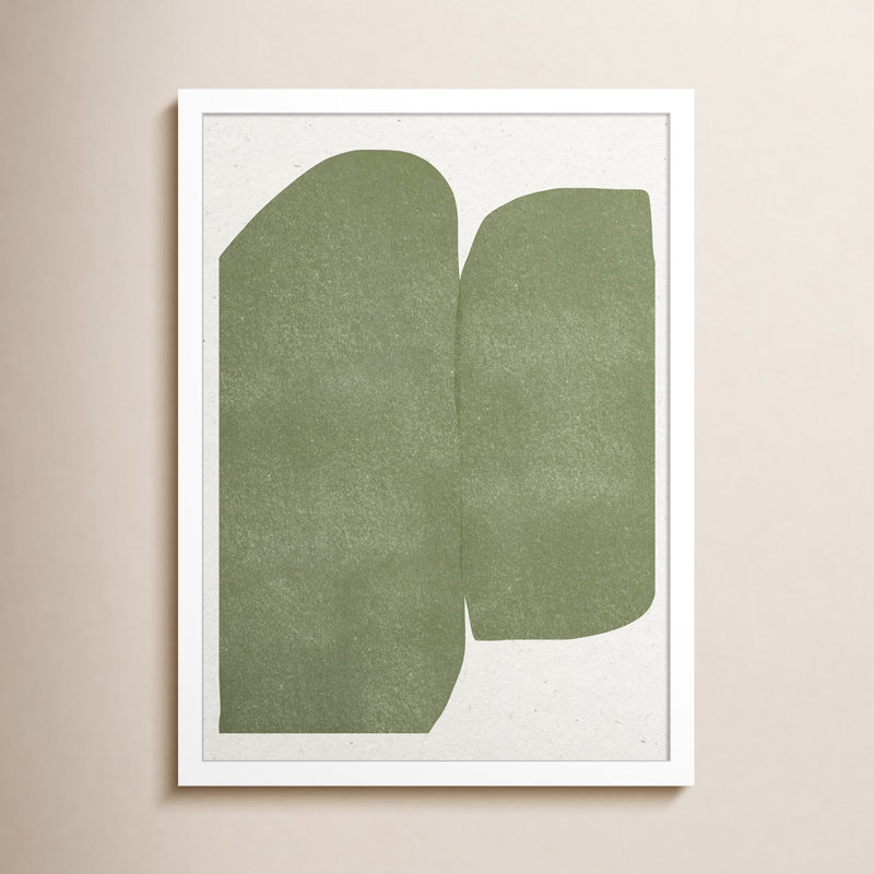 «Rooney Green Paper Cut Modern» par le Studio MIUUS, reproduction d'art encadrée en bois, Blanc, H 21 po x l 16 po
