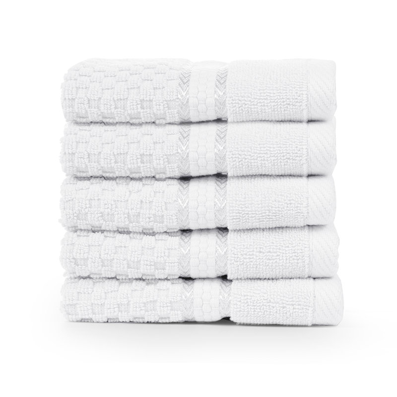 Collection de serviettes texturées 100% coton Mulaayam, Blanc