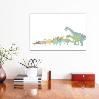 Dessin au crayon illustrant divers dinosaures et leurs tailles comparatives par Alice Turner - impression d'art graphique