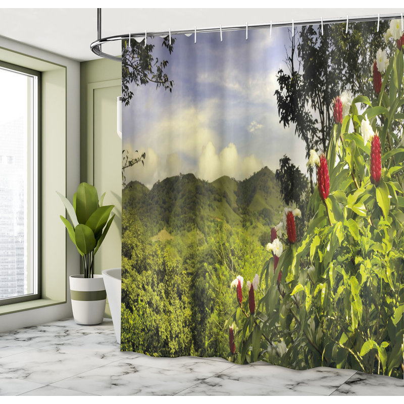 Shower Curtain with Hooks Included, 70" H x 69" W