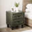Modern Geometrical 2-Drawer Nightstand In Olive Green