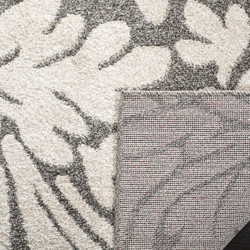 Tapis floral gris foncé / beige Ammundsen, Carré 7 pi