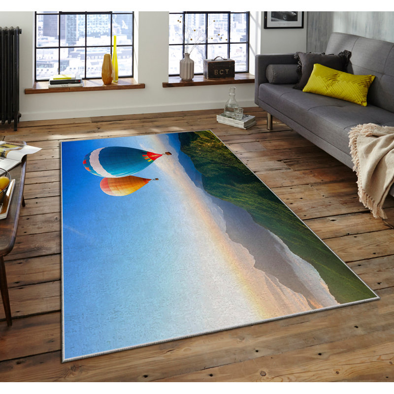 Luxurious Velvet Area Rug, 4.6 x 7.2 Feet | 100% Polyester, 740 g/m² | Non-Slip Felt Dot Underside, Machine Washable | Digital Print Design, Easy to Clean, Perfect for Living Room & Bedroom Décor