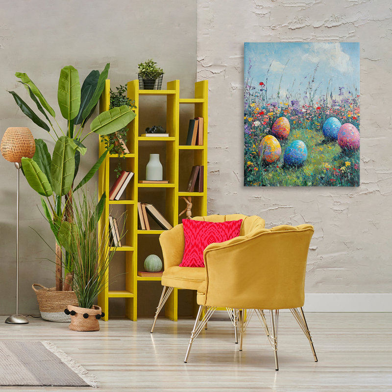 «Vibrant Egg Hunt», art mural sur toile, par Franklyn Gregory, H 30 po x l 40 po