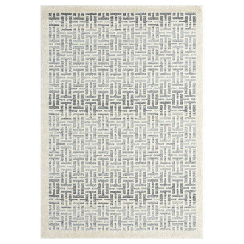 Tapis gris à motif abstrait Acacius, Rectangle 4 pi x 6 pi