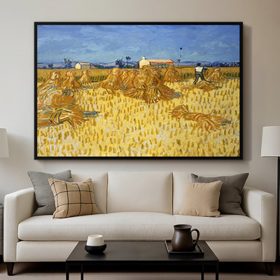 Wheat Field with Sheaves (Harvest in Provence), 1888-Vincent van Gogh-Framed Gallery Wrapped Canvas