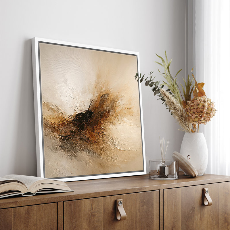 Reproduction d'art encadrée sur toile encadrée pour décoration de salon, H 24,8 po x l 24,8 po, Blanc