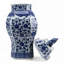 Blue and White Hexagonal Jar with Lid