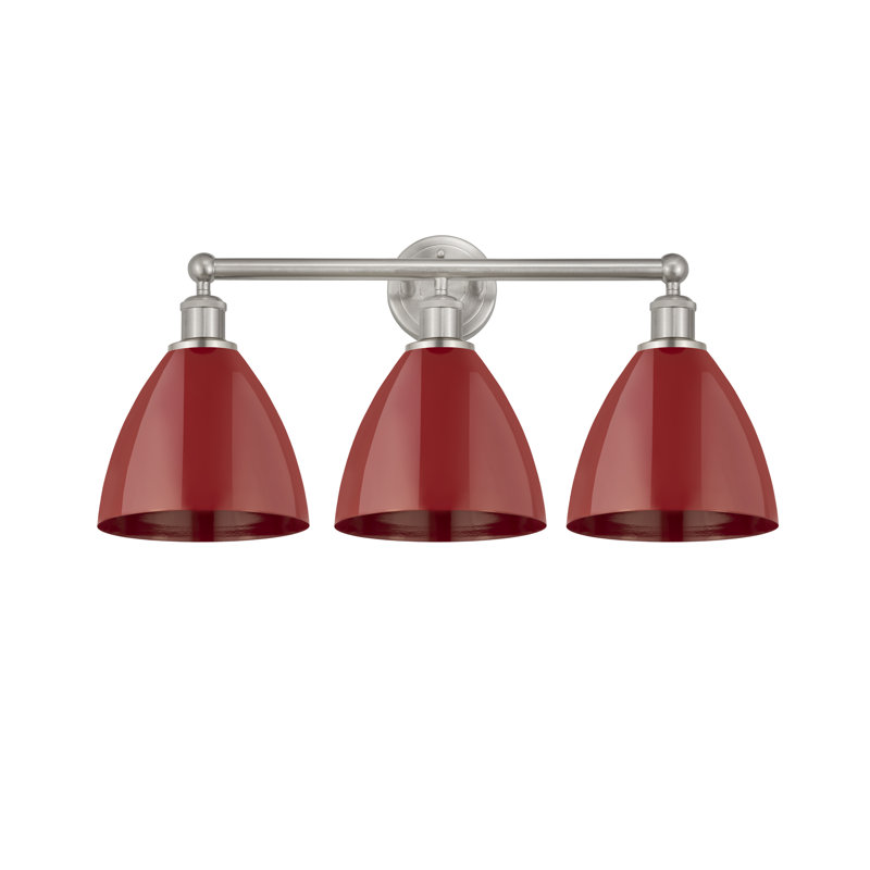 Anglie 3 - Light Dimmable Vanity Light, Red, Brushed Satin Nickel