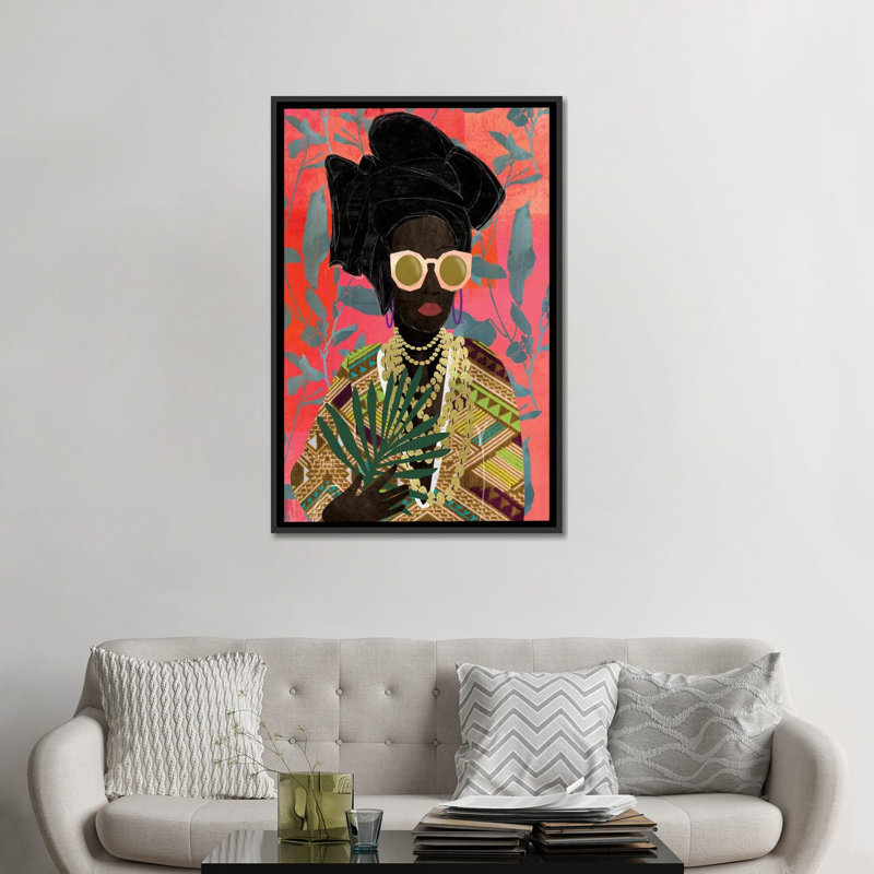 «Modern Turban Woman I» par Nikki Chu - reproduction, Impression encadrée, H 48 po x l 32 po, Noir